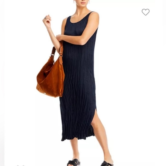 Eileen Fisher Crushed Cupro Scoop Neck Dress - Picture 1 of 7